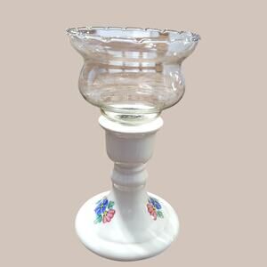 Home Interior Lasting Products Inc Candle Holder with Globe,Floral Hand Painted